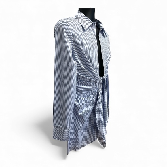 Choosy Blue Striped Nautical Twist-Front Mini Shirt Dress Size 6 New With Tags - Picture 4 of 10